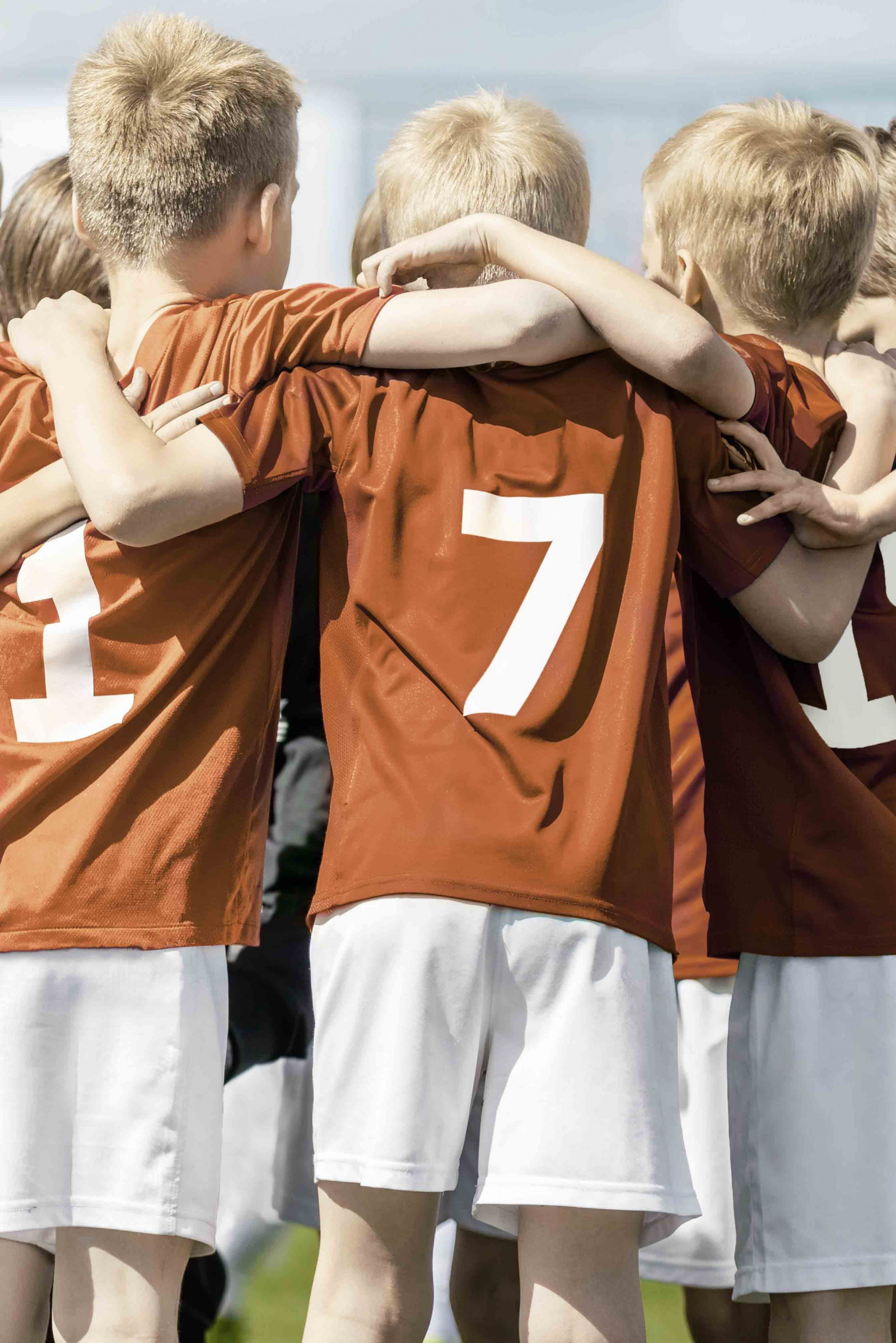 Teamumarmung Jugendmannschaft Fussball Teamumarmung Jugendmannschaft Fussball